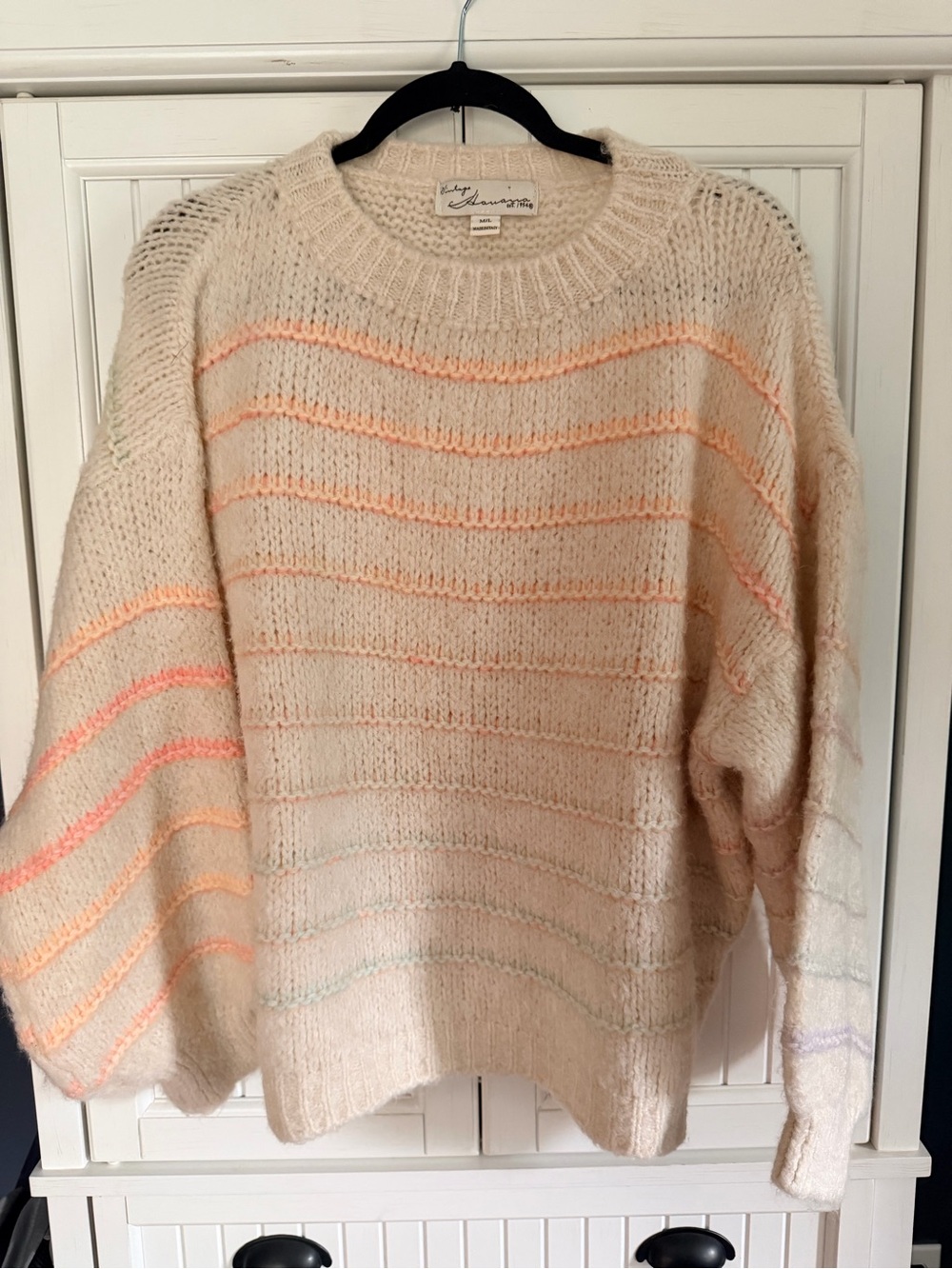 Vintage Havana Ombré Cream Striped Cozy Knit Sweater